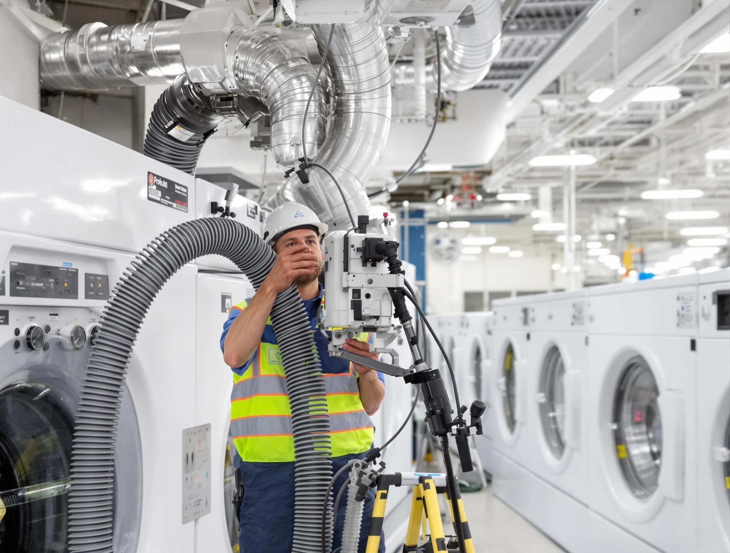 Bluffdale Dryer Vent Cleaning team performing commercial-grade dryer vent cleaning at a business facility in Bluffdale
