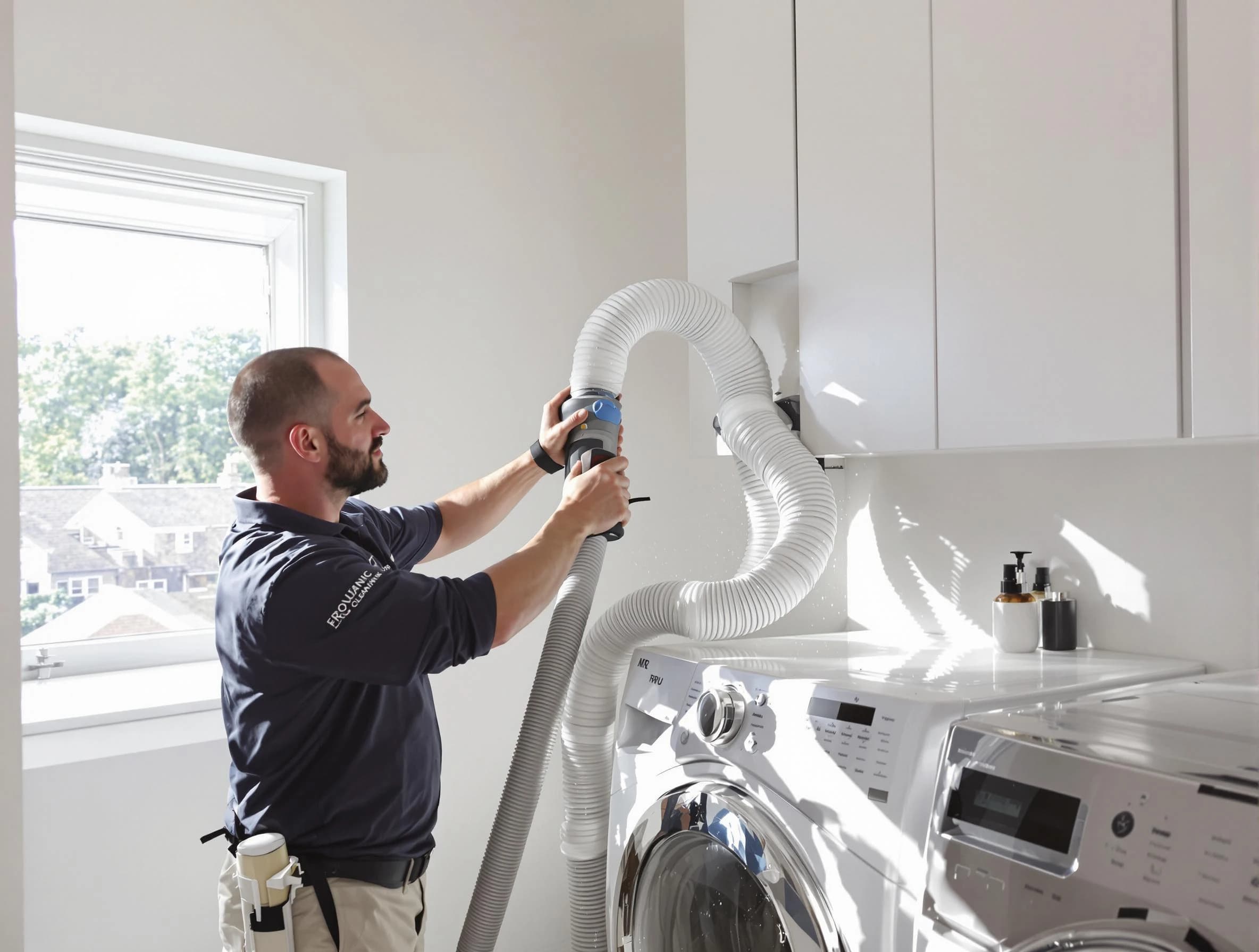 Certified Bluffdale Dryer Vent Cleaning technician performing dryer vent cleaning in Bluffdale