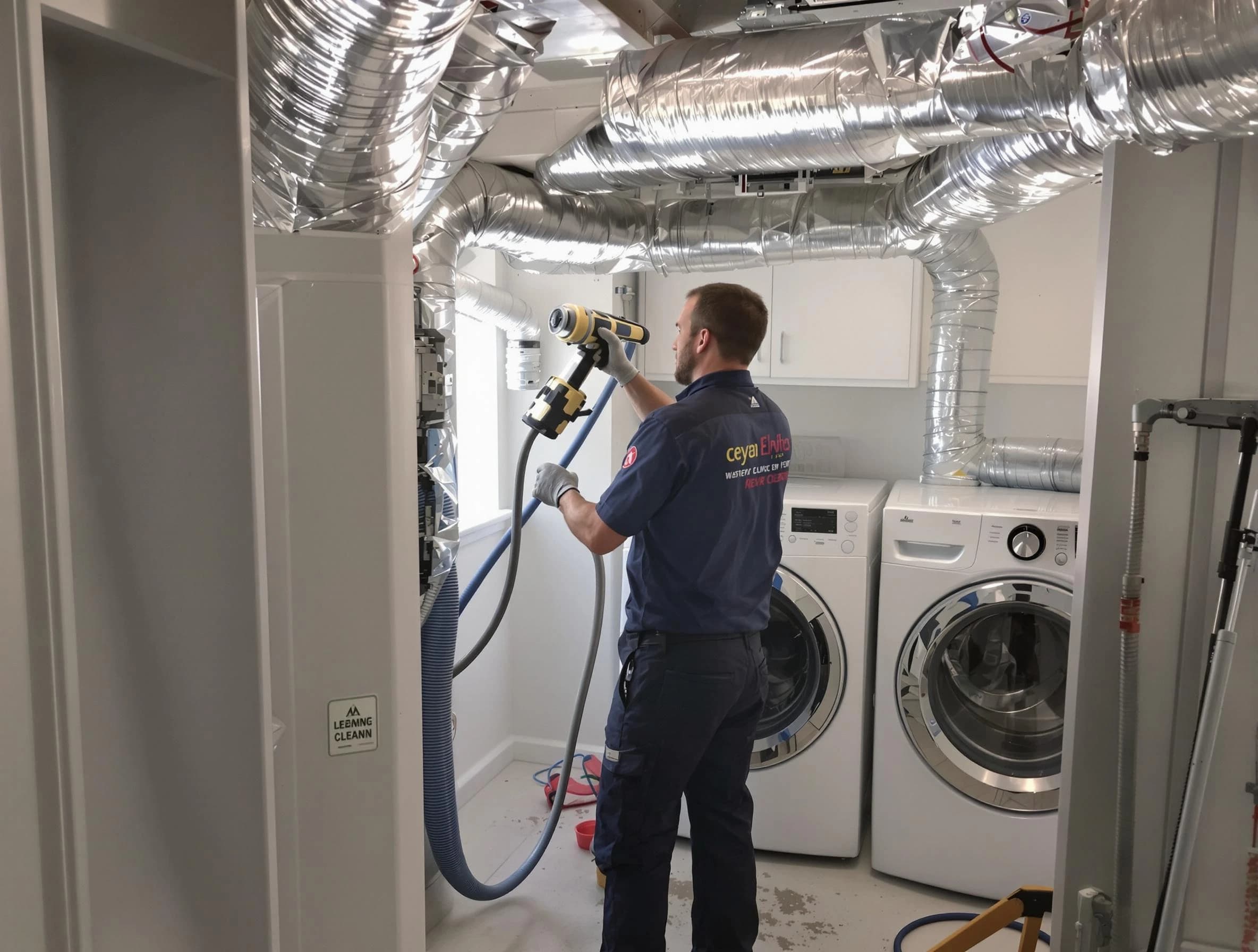 Bluffdale Dryer Vent Cleaning specialist using advanced equipment for thorough duct cleaning in Bluffdale