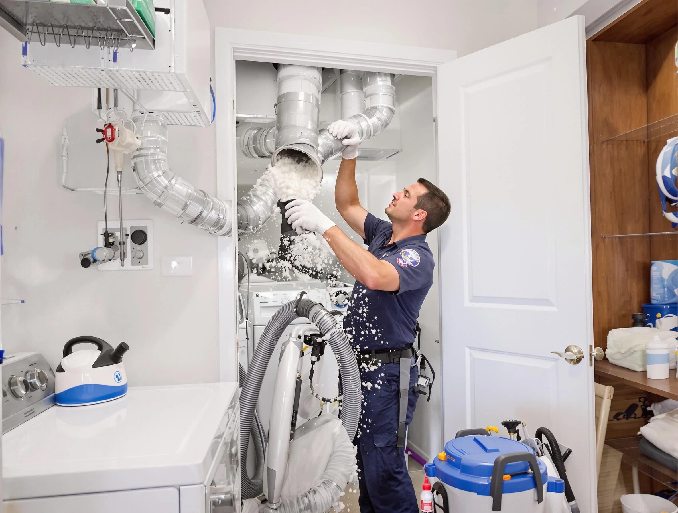 Bluffdale Dryer Vent Cleaning technician delivering thorough residential dryer vent cleaning service in Bluffdale